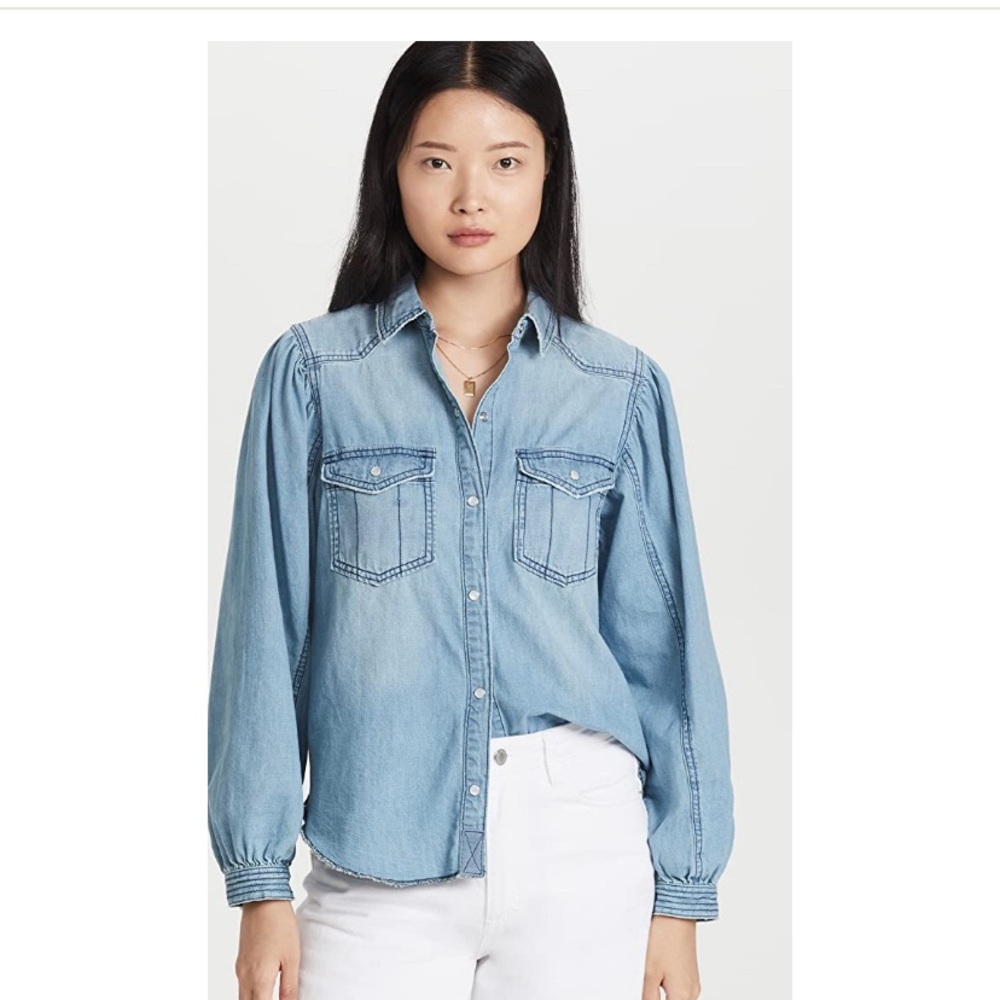 Free People with Love Denim Button Down | Size L